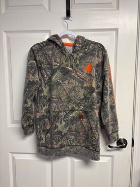 Carhartt Kids Camo Hoodie with Orange Logo